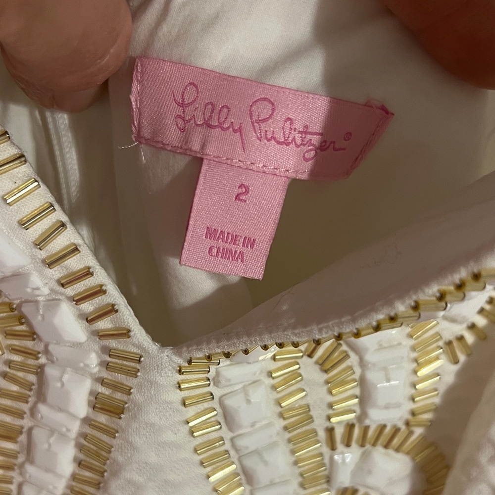 Lilly Pulitzer Janice Shift Dress -Resort White! Bridal, Engagement Party - Sz 2 - Picture 12 of 13
